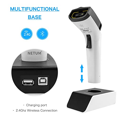 Netum Bluetooth Wireless 2D Barcode Scanner With Charging Cradle, Hands Free Automatic Sensing Bar Code Reader 1D 2D Qr Pdf417 Scan Gun Works With Mac Os thumb #7