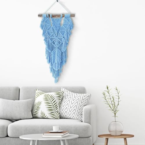 Image of ZUEXT Macrame Cord, Light Blue, 4mm x 547yds Cotton String Macrame Yarn | Natural Handmade, 4 Strands Twisted Cotton Rope, for Craft Wall Hanging Weaving Tapestry Dream Catchers Hanger DIY Gift, 500m