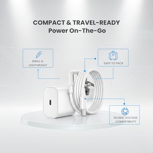 Image of 20W Fast Charger Adapter with USB C to Lightning Cable Compatible with iPhone 14 /14Plus /14Pro /14Pro max 13 /13Pro /13Pro max 12 /12Pro /12 /11 /X /Xr Series & More BIS Certified. 1 Year Warranty