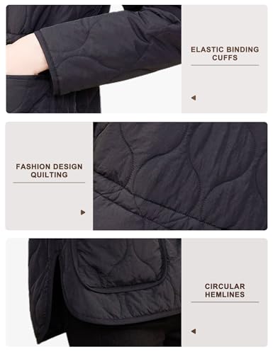 Royal Matrix Women’s Quilted Jacket: Lightweight Black Puffer Coat with Pockets – Medium Size - Image 6