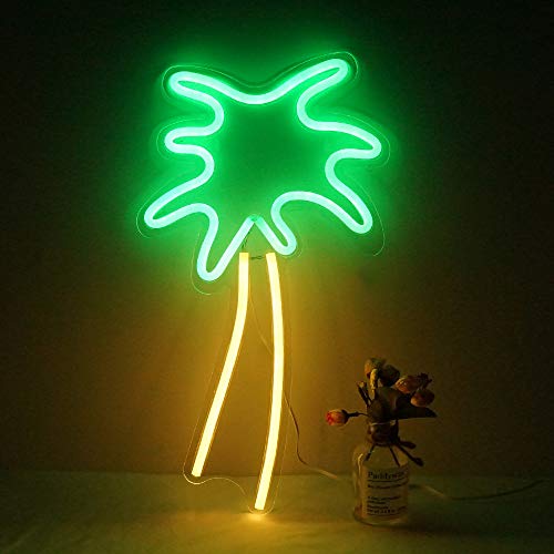Large Coconut Tree Neon Sign, Led Coconut Tree Neon Light USB Powered Night Light as Wall Decor for Kids Room, Living Room, Office Room, Bar, Restaurant, Christmas, Festival, Party (Coconut Tree)