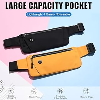 Mayoii Running Belt with Waterproof Adjustable Study Strap, Slim Lightweight Marathon Jogging Phone Holder Waist Bag for Women and Men (Navy)