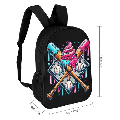 Baseball Home Plate Drip Ice Cream Game Day Backpack Simple Leisure Travel Backpack Outgoing Daypack 17 Inch2