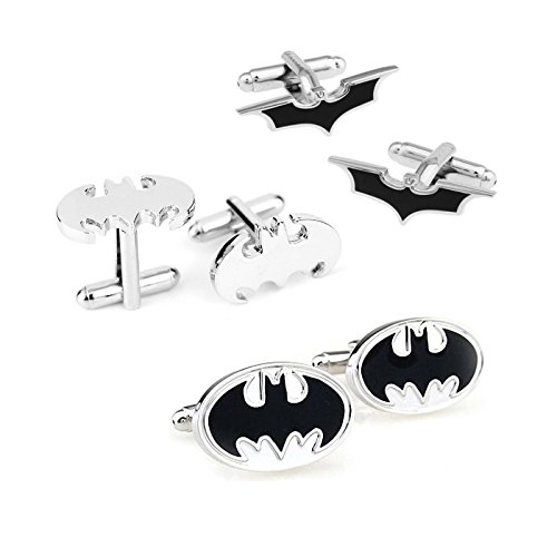 Super Hero Collection Bat Men’s Classic Formal Occasions Cufflinks and Tie Clip Bar Set