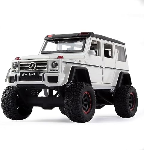 AMG G500 Diecast Metal Pullback Toy car with Openable Doors & Light, Music Boys car for Kids Best Toys Gifts Toys for Kids (AMG G500 - White)