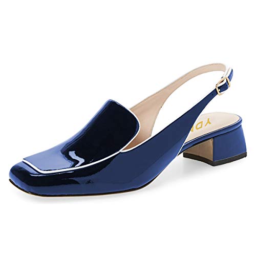 Image of YDN Women Closed Square Toe Block Low Heels Slingback Formal Loafer Dressy Shoes Office Lady Pump Size 4-15 US