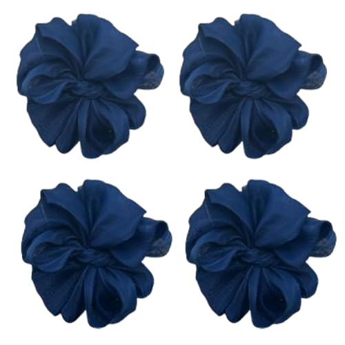 Saca DIY School Ribbon Hair Band for Kids and Girls/hair accesories for girls and womens -Set of 2 (Navy blue, medium)-image-46