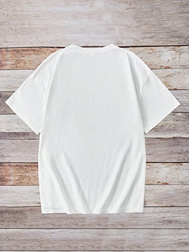 COZYEASE Girls' Letter Graphic Print Crewneck Short Sleeve Tops Cute Casual Summer Tees White and Pink 14Y-CEHGJ202402212