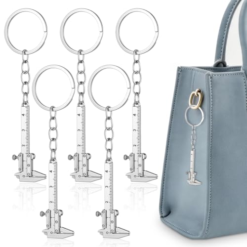 Porte-clés en forme de règle et petit étrier SEWACC en métal argenté pour sac à dos x5