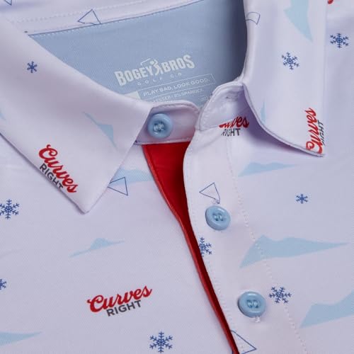 Bogey Bros - Curves Right - Funny Golf Polo Shirts – 4 Way Stretch Men’s Golf Shirts Short Sleeve, Golf Polos for Men with UPF 50 Protection, Funny Golf Polo Shirt for All Season Wear - Large…3