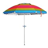 Pincho Sombrilla Playa Grande Ø200 cm, antiviento, protección UV 50, Materiales de Calidad, Tubo de Aluminio, Varillas de Fibra de Vidrio, Palo reclinable (Color 4)