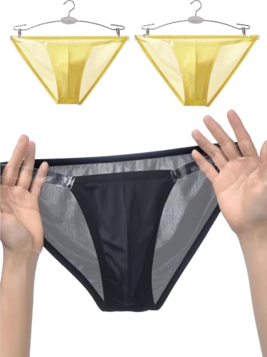 Culottes de bikini en soie glacée homme en lot de 3 slips transparents en nylon