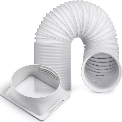 Outus 5.9'' Diameter 98'' Long Portable Air Conditioner Hose with Square Exhaust Hose Tube Adapter Portable Air Conditioner Ducting Parts