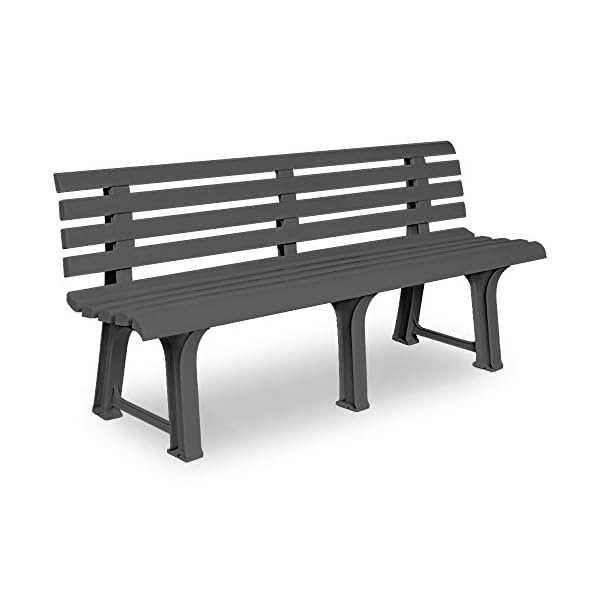 Garden Bench Outdoor 3 Seater Patio Terrace Furniture Weatherproof Durable Plastic Seat