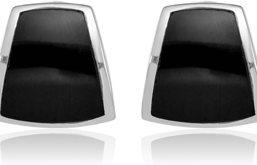 IceCarats 925 Sterling Silver Black Onyx Square Huggie Clip On Earrings 18mm 3/4 inch Prong Set For Her
