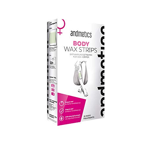 andmetics ART00000222 BODY wax strips: Kaltwachs Enthaarung Streifen Körper - für glatte Haut für bis zu 4 Wochen - 20 Anwendungen