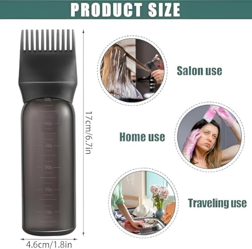 HIYON Hair Dye Applicator Bottle with Comb Nozzle | Refillable Squeeze Bottle for Oil, Color, or Shampoo | Root Touch-Up Tool for Hair Coloring | Leakproof Plastic | 3 Color Variants - Image 5 thumbnail