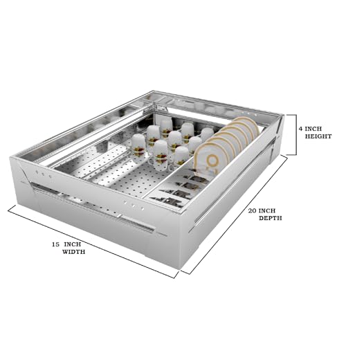 Image of BLOO BASKET 202modular kitchen accessories cabinet, 6-Piece Utensil Organizer, Perforated Stainless Steel, Silver (15 inch WIDTH * 20 inch DEPTH, WITHOUT CHANNEL)
