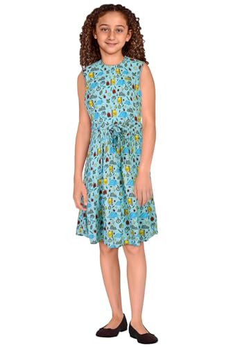 Image of Allen Solly Girls' Cotton Blend Dress | Soft Comfortable Feel | Casual Frock | Party & Everyday Wear