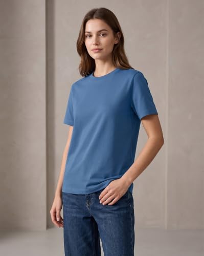 Image of NOBERO 100% Cotton T-Shirts for Women Stylish | Regular Fit | Solid T Shirts for Women 180 GSM Combed Cotton | Crew Neck Half Sleeve