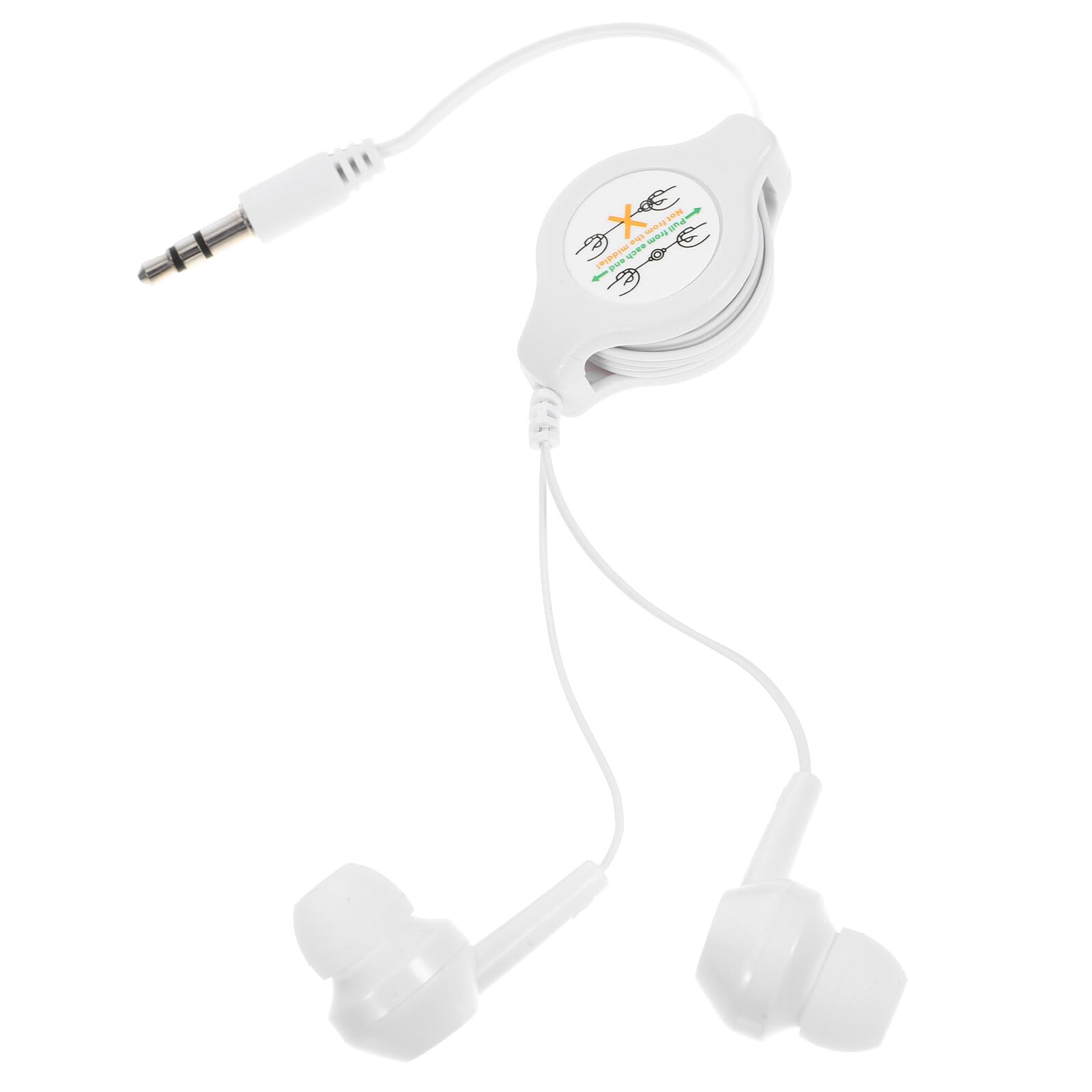BESPORTBLE Retractable in-Ear Earbuds Comfortable for Players Smartphones CD Players Jack Cord White Earphones with Double Pull Telescopic