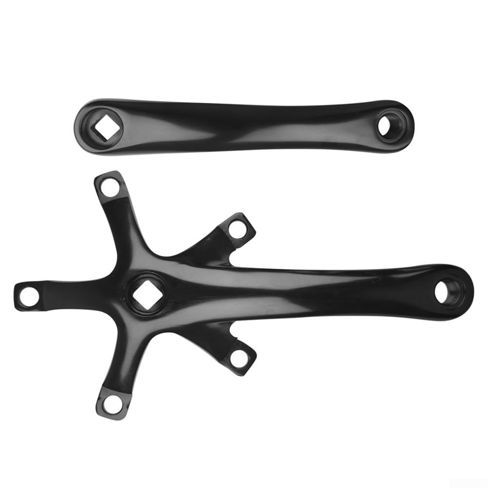 7075 Aluminum Bike Crank Arms Square Taper 130BCD 165mm Lightweight Alloy Frosted Anodized Finish Black Dual Chainring Compatible 9/16 Inch Pedal For Folding And Road Bike