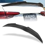 AeroBon Real Carbon Fiber Trunk Spoiler Compatible with 2017-2024 Audi A4 S4 B9 Rear Spoiler (H Style) High Kick