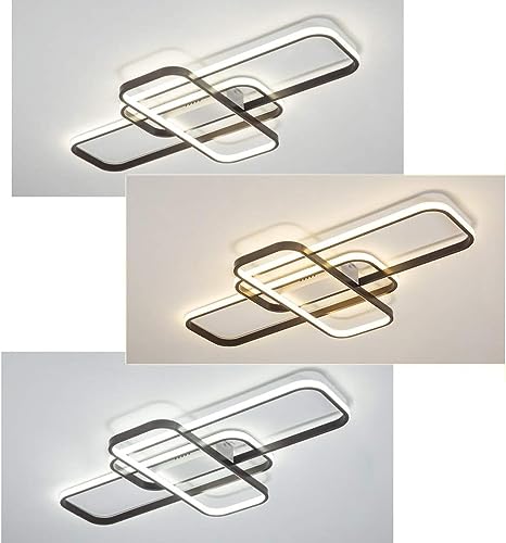 Plafonnier LED dimmable géométrique blanc avec télécommande pour salon