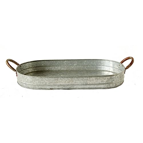 Creative Co-Op Oval Galvanized Metal Tray with...