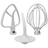 2025 Upgrade Attachments for Kitchenaid 4.5 QT Stand Mixer K45WW Wire Whip K45DH Dough Hook K45B Coated Flat Blade Paddle K45 K4SS K45SS KSM75 KSM90 KSM95 KSM100 KSM103 KSM110 KSM150PS