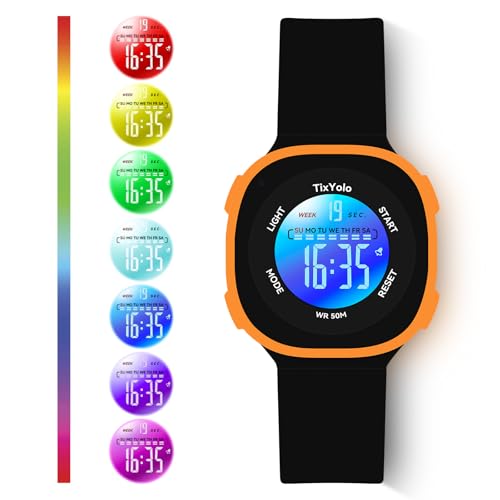 Digital Kids Watch with 7 Color Lights 50M Waterproof,Alarm,Stopwatch,Soft Strap,Children Gifts Sports Watch for Boys Girls 5-12 Years3