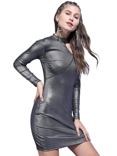 Image of Tokyo Talkies Women Pink Asymmetric Cutout Shoulder Mini Dress