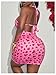 MakeMeChic Women's Heart Print Bodycon Mini Dress Halter Tie Back Summer Short Dresses Pink X-Small