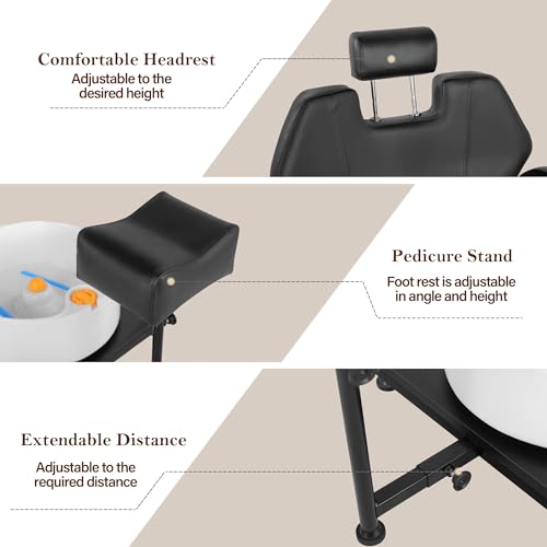 KIIUMI Pedicure Chair No Plumbing, Rclining Pedicure Nail Chair for Nail Tech Pedicure Station with Foot Massage Basin & Stool, Profesional 360 ° Swivel Foot Spa Hydraulic Adjustable Salon Equipment