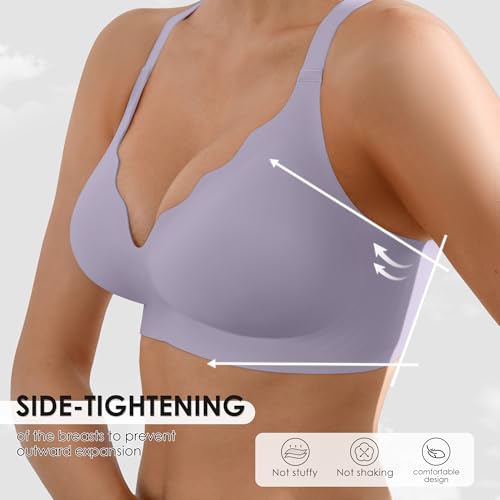 Image of Seamless Wireless Bra for Women with Support - No Underwire Full Coverage Push Up Comfort Bras - Back Fat Smoothing Bralette