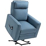 HOMCOM elektrischer Aufstehsessel TV Sessel mit Aufstehhilfe, Liegefunktion gepolstert Relaxsessel mit Fernbedienung, Seitentasche, Fernsehsessel aus Samt, Blau