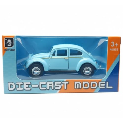 Image of Vintage Die-Cast Metal Toy Car with Openable Doors & Pull Back Action, 1:36 Scale Classic Model Vehicle, Durable Metal Body, Kids Toy Gift for Boys & Girls 3+ Years (Pack of 1) (Blue)