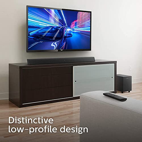 Image of Philips Soundbar TAB5305, Wireless Subwoofer, 2.1 Ch, Bluetooth Enabled, Optical Connectivity, HDMI ARC, 140W, Metal Grill, Powerful Bass (Black)