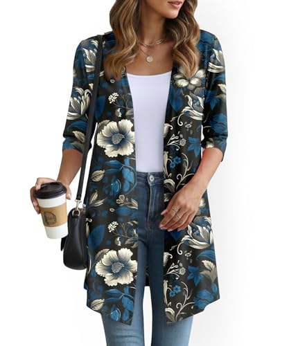 Image of YSYOKOW Lightweight Cardigans for Women 3 /4 Sleeve Long Open Front | Cardigan sweaters for women lightweight, summer cardigans for women lightweight, long cardigans for women trendy, dressy