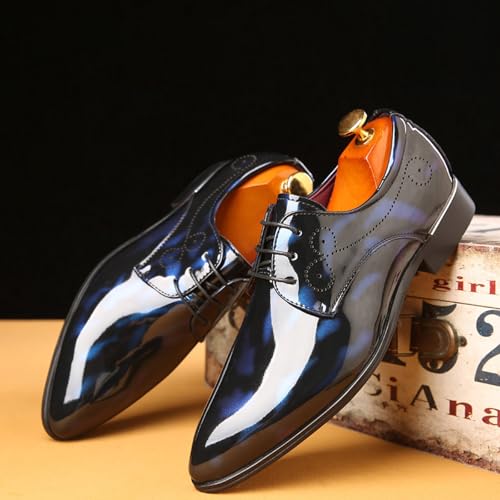 WUIWUIYU Men's Big Size Lace-Up Wedding Party Prom Semi-Formal Dress Wingtips Synthetic Leather Oxfords Shoes4