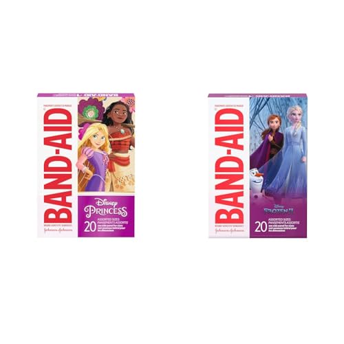 Image of Bundle of BAND-AID Brand Adhesive Bandages for Kids, Disney Princess, Assorted, 20 ct and BAND-AID Brand Adhesive Bandages, Disney Frozen II, Assorted Sizes, 20 ct