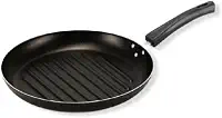 Frigideira Bistequeira 27cm Antiaderente Preta Não Gruda Selar Bisteca Bife Peixe Grelhar Legumes Ônix
