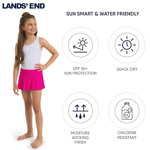 Image of Lands' End Girls' Swim UPF 50+ Stretch Waist Attached Bikini Bottom Swim Skirt