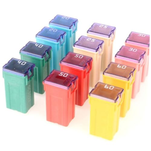 Kit Automotriz de 12 Fusibles para Vehículos de 12 V - 24 V: 20 A, 25 A, 30 A, 40 A, 50 A y 60 A, Compatible con Autos, Camiones, Vehículos Recreativos y Barcos miniatura 5