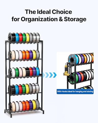 Image of VEVOR 3D Printer Filament Storage Rack, 5 Tier Heavy Duty Storage Shelves for 3D Printing Filaments, Filament Spool Holders Racks for 3D Printing Studio, Home Studio, Office, Workshop (Shelf Only)