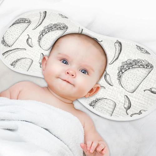 2 Pack Muslin Burp Cloths Taco Pepper White Cotton Baby Burp Cloths Ultra Absorbent Soft Thick Burping Cloth for Baby Boys Girls 22"x11"4