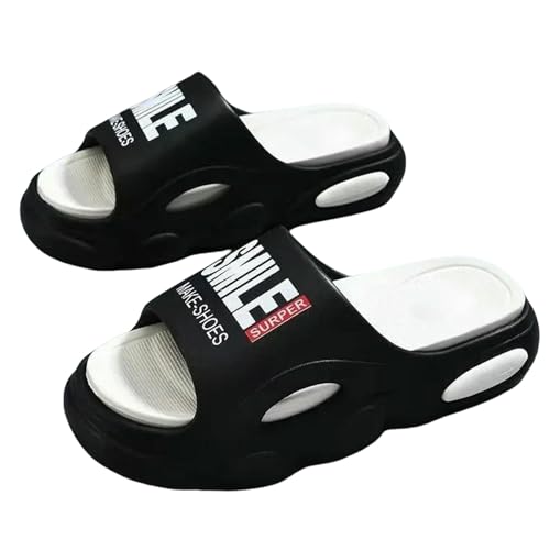 YIMAISZQ Chanclas Hombre Hombres Gruesa Sola Verano Playa Diapositivas Baño Antideslizante Zapatillas Sandalias Suaves Simplicidad Ultra Ligera Carta Zapatos Zapatillas-negro-38-39