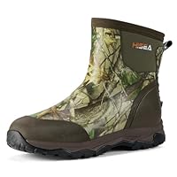 HISEA Upgraded Excursion Pro Men's Rain Boots, Ankle Height Rubber Hunting Boots Waterproof Insulated Neoprene Boots Durable Outdoor Mud Booties for Hunting Gardening Farming Fishing and Yard Work, Size 10 Camo