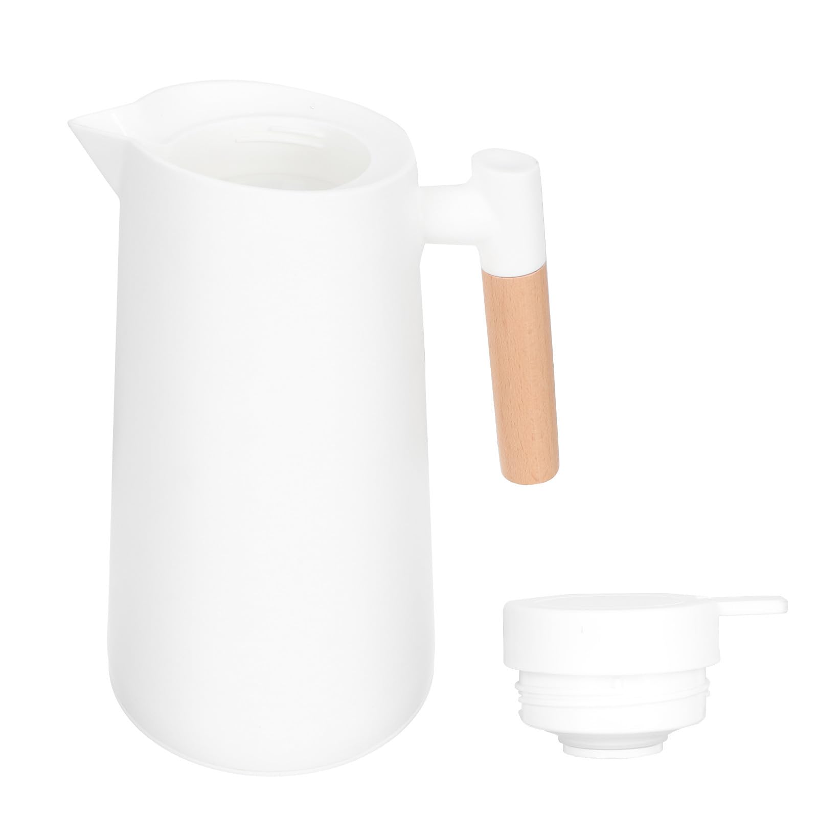 Jarra térmica de 1l con diseño nórdico y mango de madera para un desayuno elegante en casa