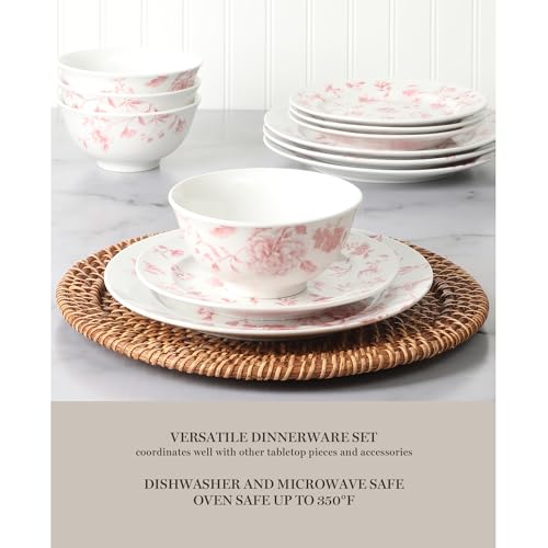 Martha-Stewart-Empress-Bouquet-12-Piece-Decorated-Porcelain-Dinnerware-Plates-and-Bowls-Set-Pink-Floral-Service-for-4-12pcs Martha Stewart Empress Bouquet 12 Piece Decorated Porcelain Dinnerware Plates and Bowls Set Pink Floral Service for 4 12pcs